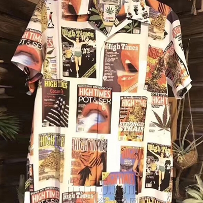 设计师品牌-短袖-【联名款WACKO MARIA x HIGH TIMES】微潮短袖衬衫