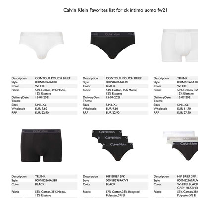 2021秋冬_Calvin Klein 内衣_欧洲大牌资料